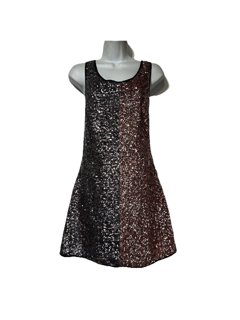 One Teaspoon Bronze Silver Sequin Scarface Money Sleeveless Mini Dress Size L